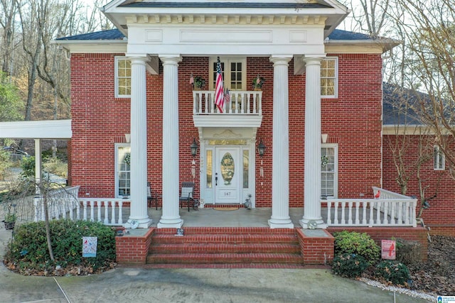 view of neoclassical home