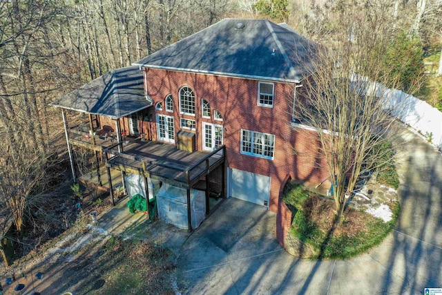 exterior space with a garage