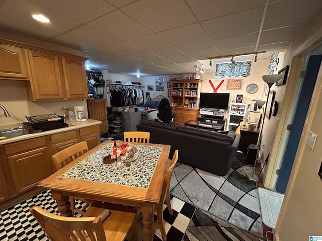 dining area featuring sink