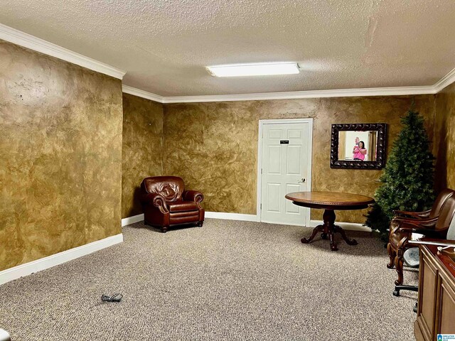 516 Main St, Warrior, AL 35180 - unfurnished room with carpet, crown molding, and a textured ceiling