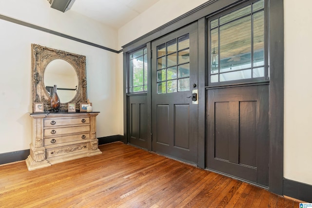 doorway featuring hardwood / wood-style floors