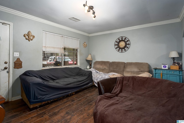 living room with crown molding