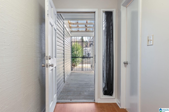 entryway with light hardwood / wood-style flooring