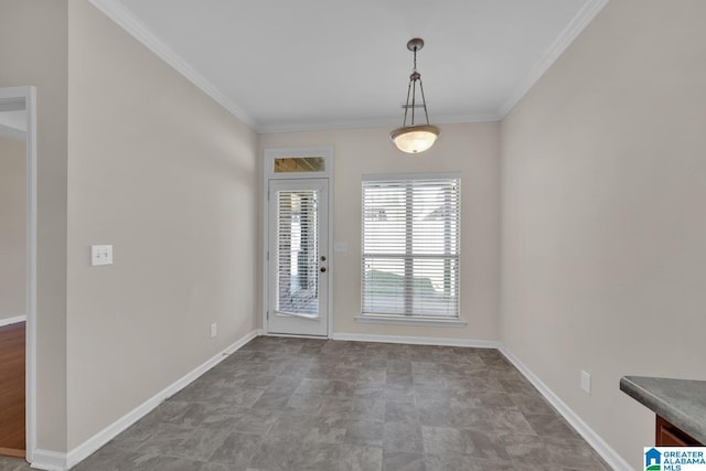 interior space with ornamental molding