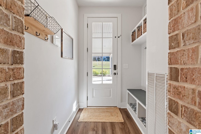 mudroom with hardwood / wood-style floors