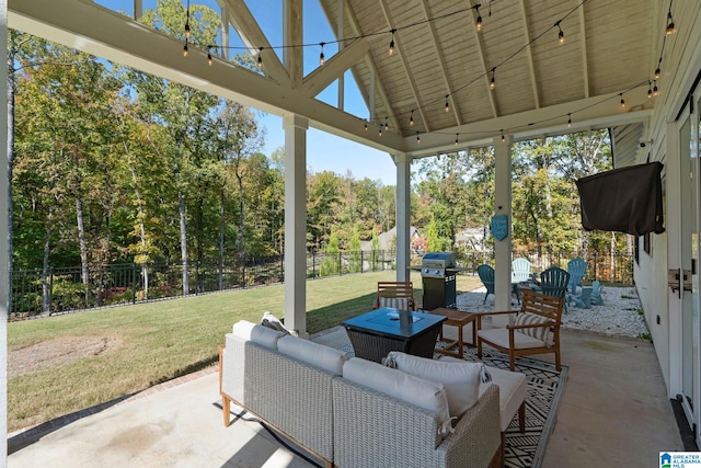 view of patio / terrace with an outdoor hangout area and area for grilling