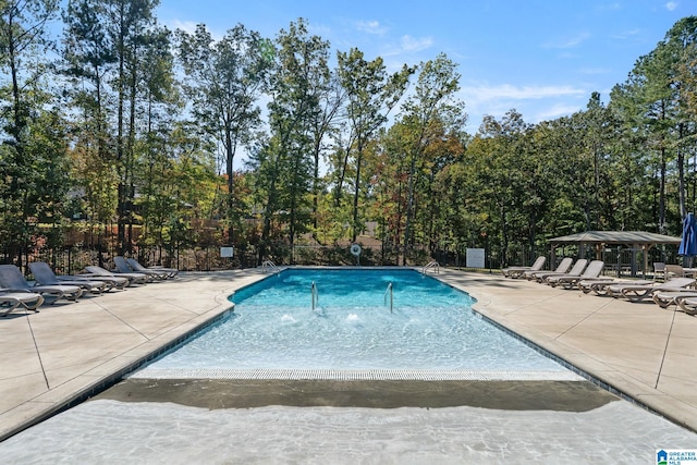 view of pool featuring a patio