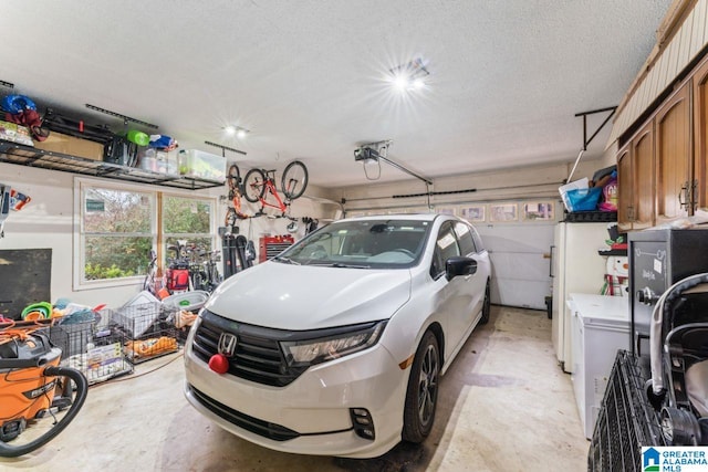 garage with a garage door opener