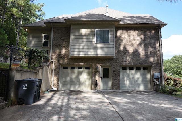 exterior space featuring a garage