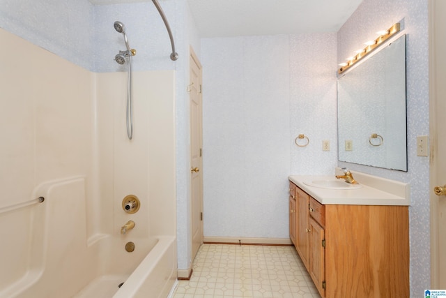 bathroom with vanity and shower / bath combination