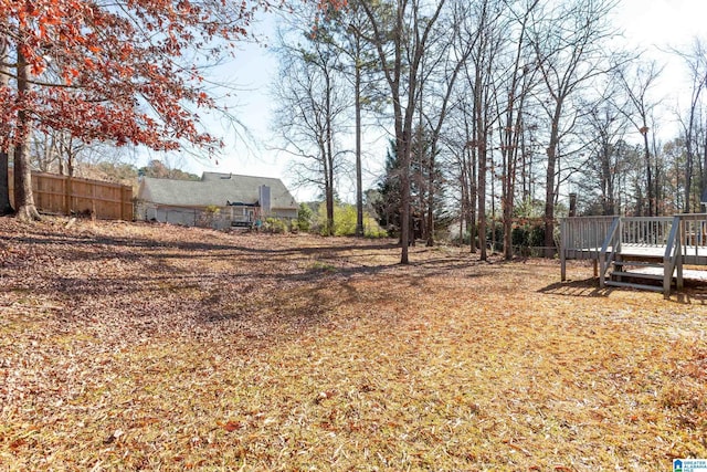 view of yard with a deck