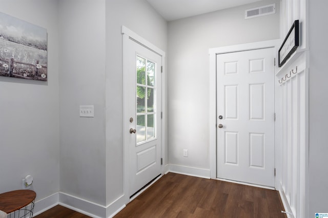 doorway to outside featuring dark hardwood / wood-style floors