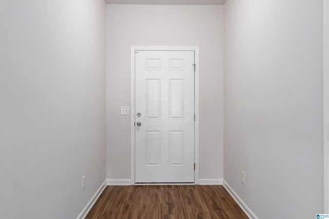 doorway with dark hardwood / wood-style floors