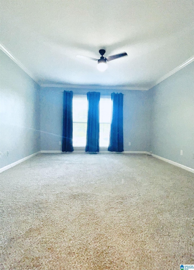 unfurnished room featuring a textured ceiling, ceiling fan, and crown molding