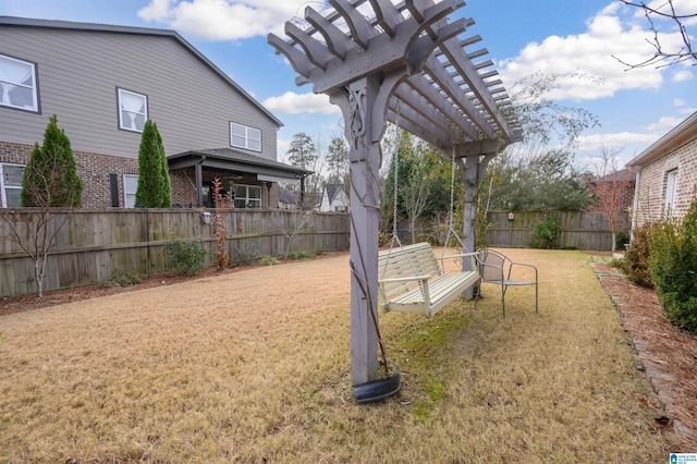 view of yard with a pergola