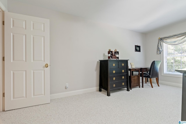 view of carpeted home office