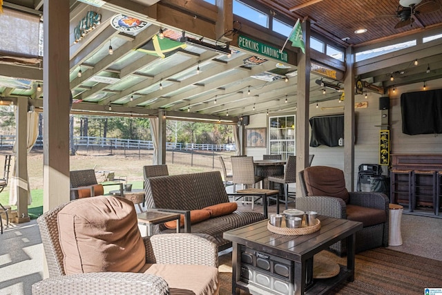 view of patio with ceiling fan