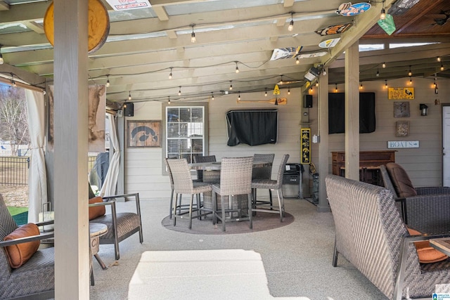 view of patio featuring a pergola