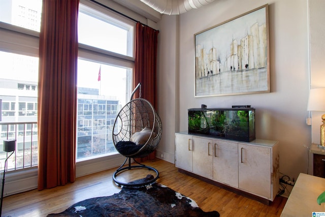 sitting room featuring light hardwood / wood-style flooring