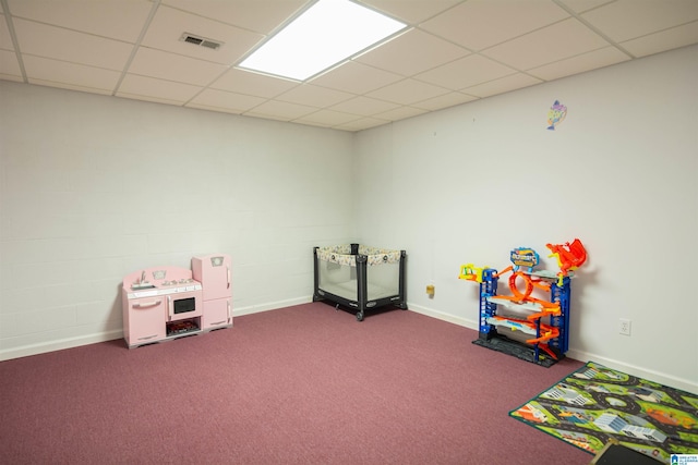 game room featuring carpet