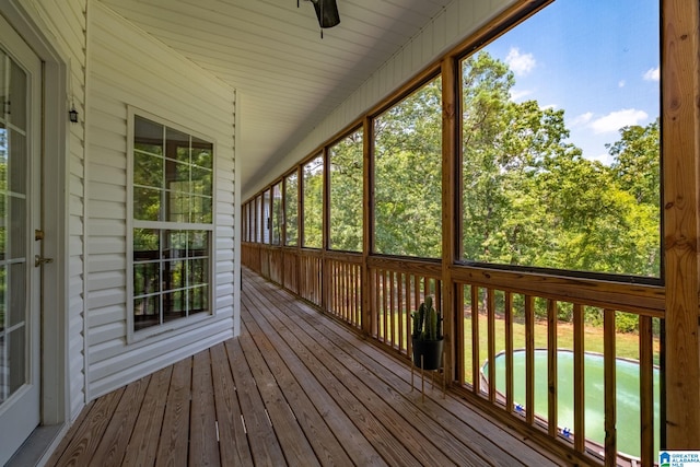 view of unfurnished sunroom