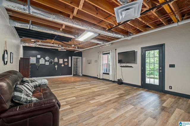 living room with hardwood / wood-style flooring