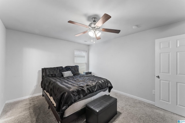 bedroom featuring carpet and ceiling fan