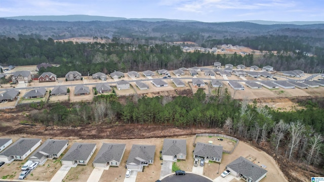 drone / aerial view featuring a mountain view