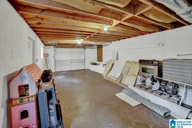 garage with central AC unit