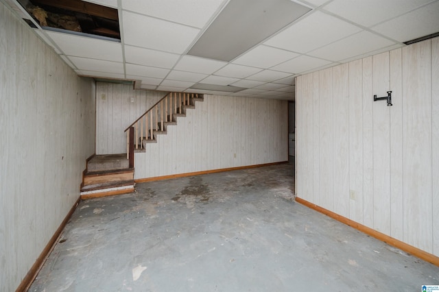 basement with a drop ceiling