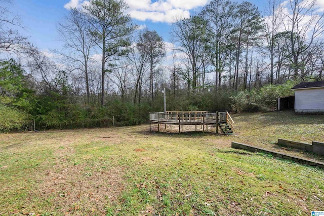 view of yard with a deck