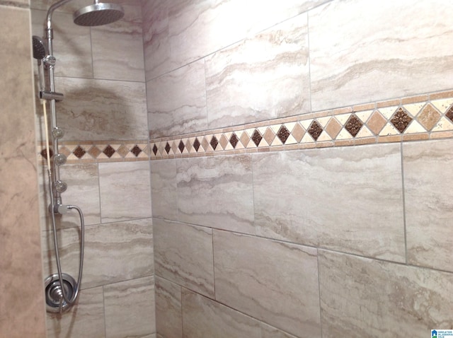 details with a tile shower