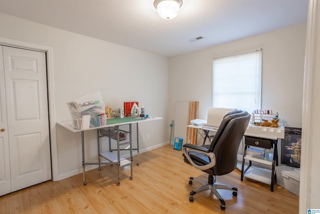 office area featuring hardwood / wood-style flooring