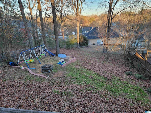 view of yard with a playground