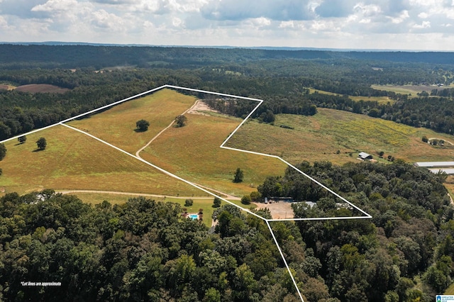 drone / aerial view with a rural view