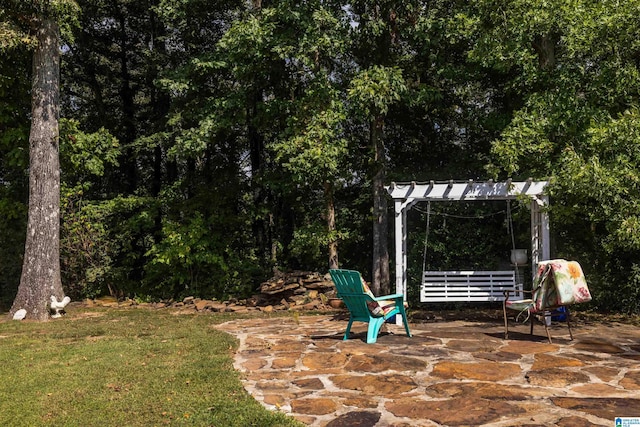 exterior space featuring a pergola