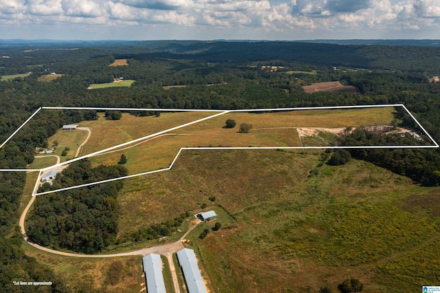 aerial view featuring a rural view