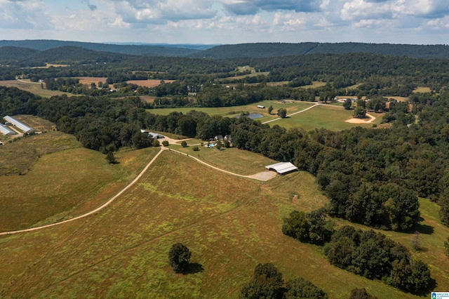 birds eye view of property featuring a rural view