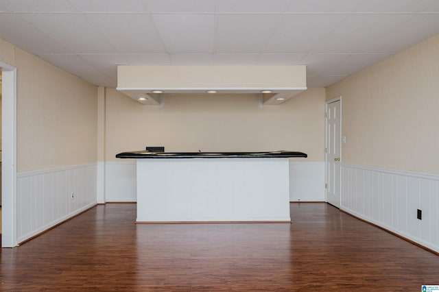 interior space with white cabinets and dark hardwood / wood-style floors