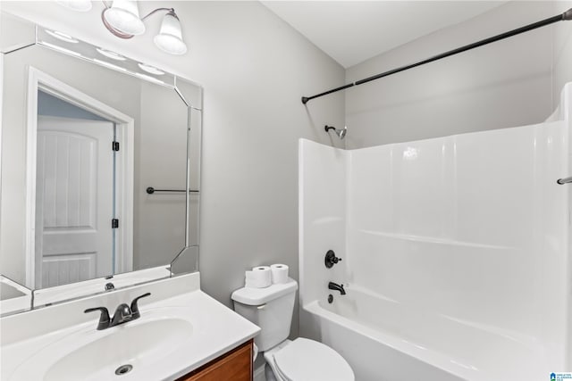 full bathroom with vanity, toilet, and tub / shower combination