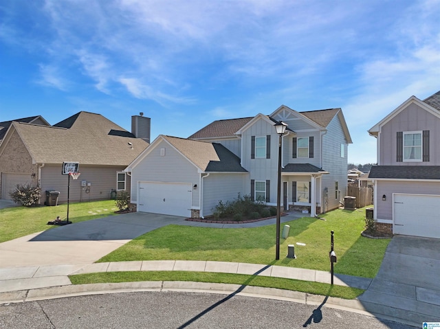 view of front of house with central AC unit and a front lawn