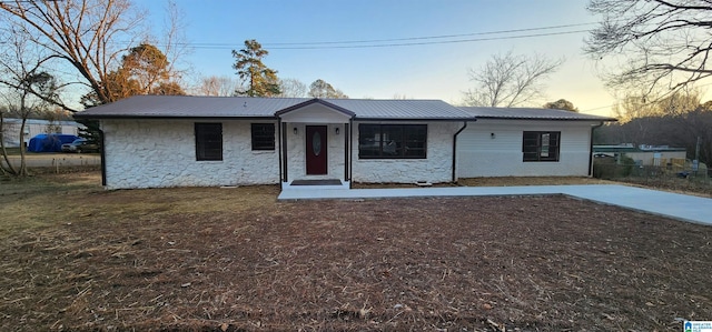 view of single story home