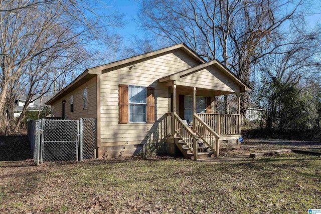 bungalow featuring a porch