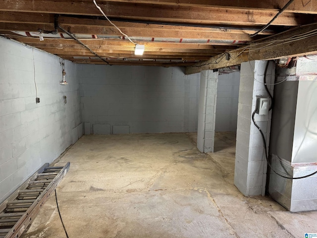 basement with heating unit