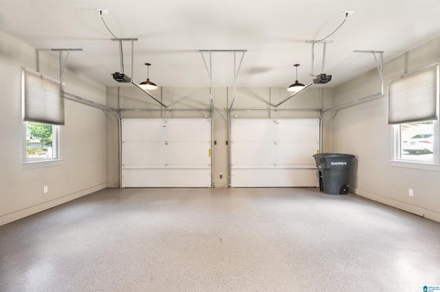 garage with a garage door opener