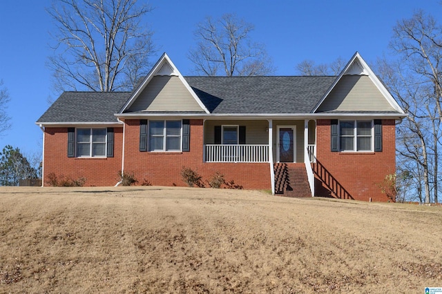 ranch-style house with covered porch