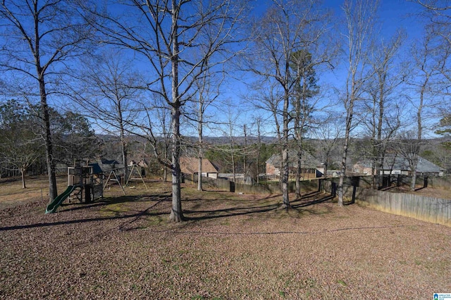 view of yard with a playground