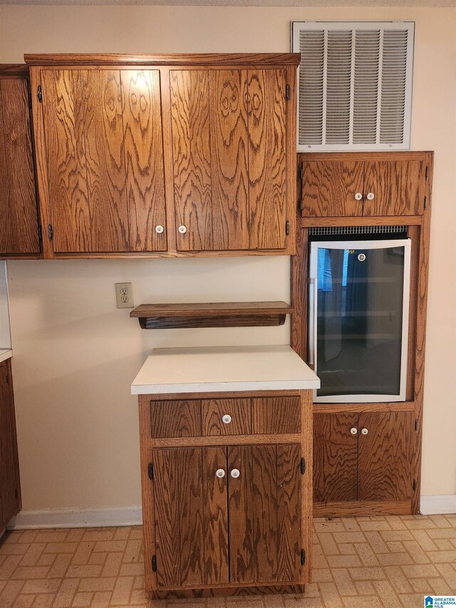 kitchen featuring wine cooler