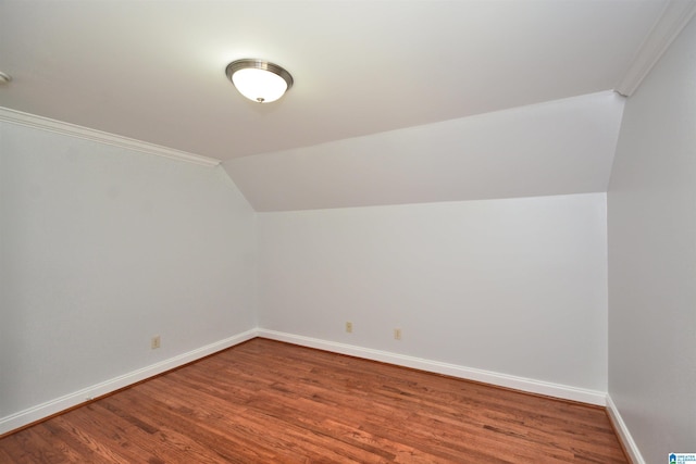 additional living space featuring wood-type flooring and lofted ceiling