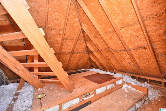 view of unfinished attic